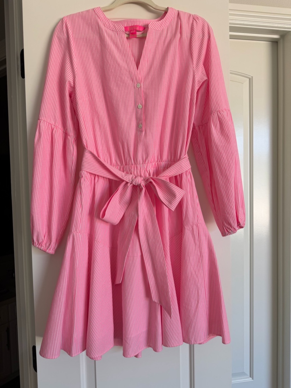 Lilly Pulitzer Pink Striped Tie-Waist Casual Dress